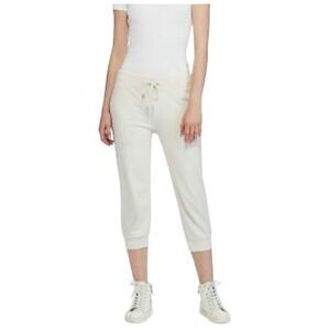Ralph Lauren ivory beige elastic waist stretch cropped jogger pants SZ M #2504